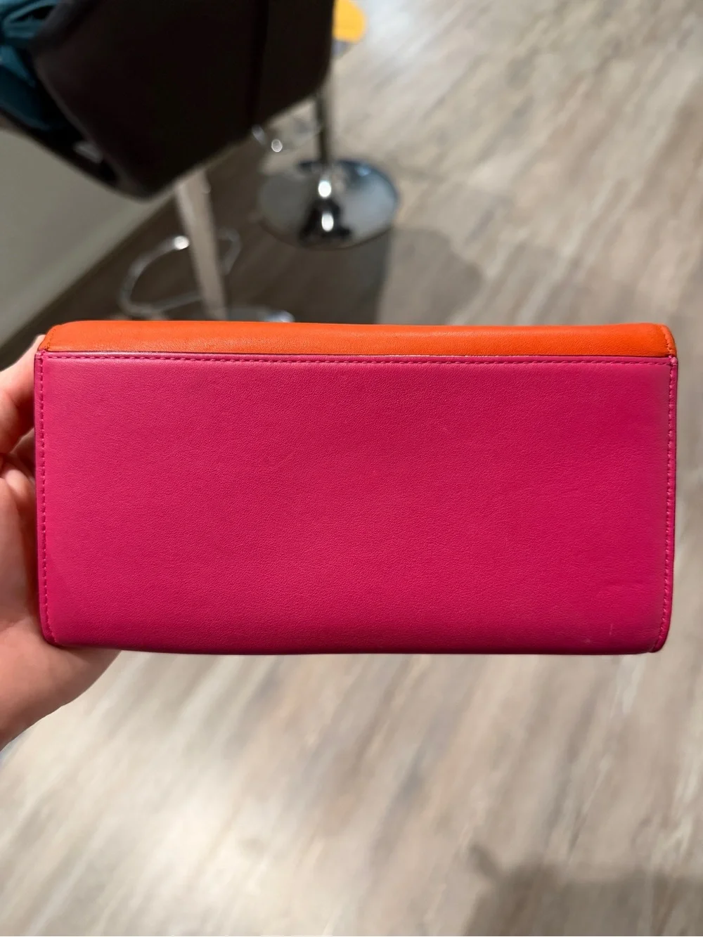 Christian Dior Bicolor Long Wallet on Chain - Orange/Fuchsia